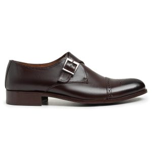Single Monk Strap Cap Toe Brogue Dress Shoe