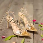 Gold Leaf Gladiator Sandals: Patent Leather Pointed Toe