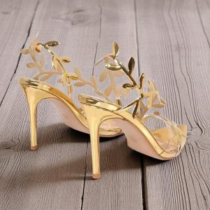 Gold Leaf Gladiator Sandals: Patent Leather Pointed Toe